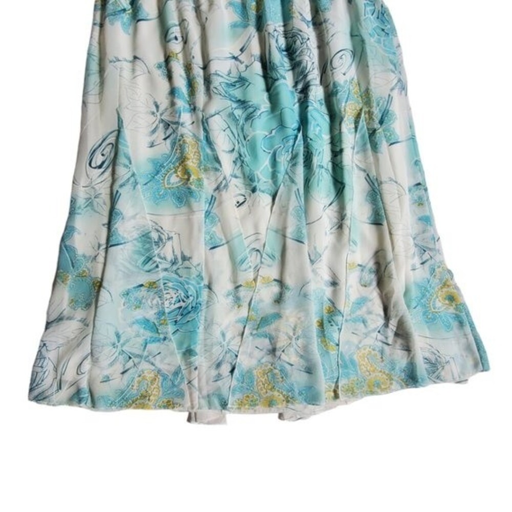Bon Worth blue green white yellow flowy Y2K vintage floral print skirt sz L - Picture 5 of 9